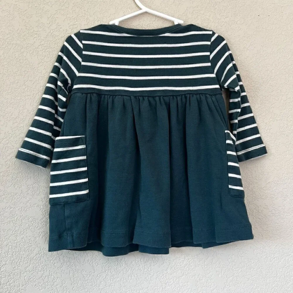 Hanna Andersson Striped Long Sleeve Dress With Pockets Size 12-18M